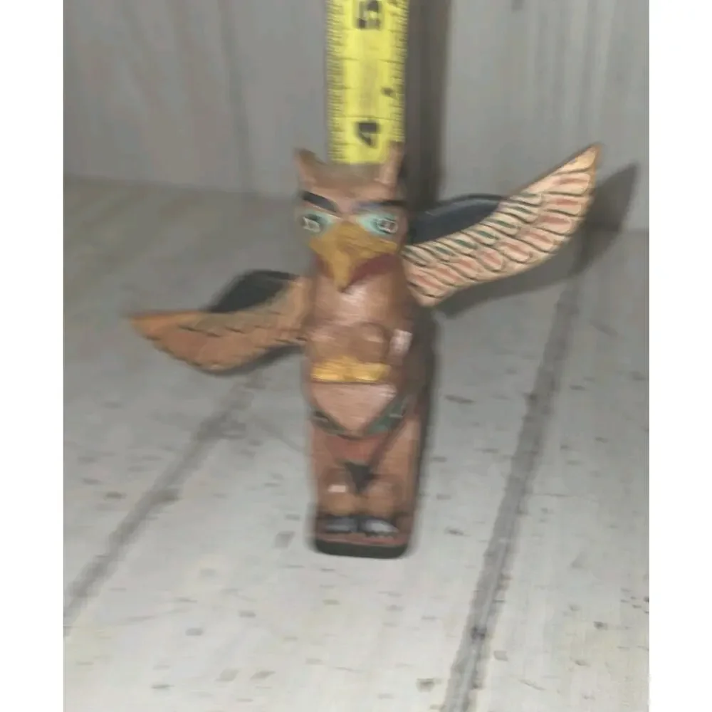 Vintage Alaskan Hand Carved Cedar Totem Pole 4